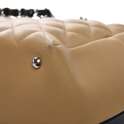 Chanel Calfskin Quilted Feather Weight Bowling Bag Black Beige 11 of 13