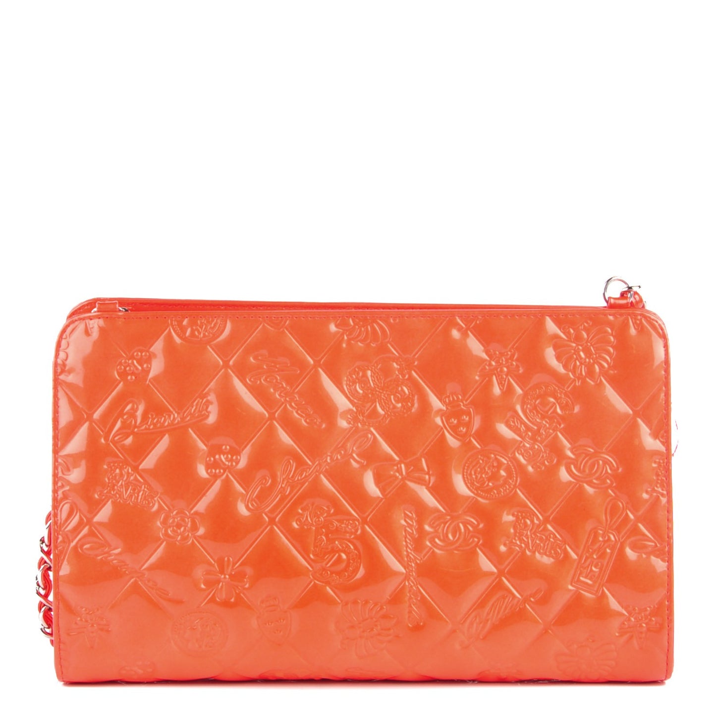 Patent Calfskin Lucky Symbols Pochette Coral