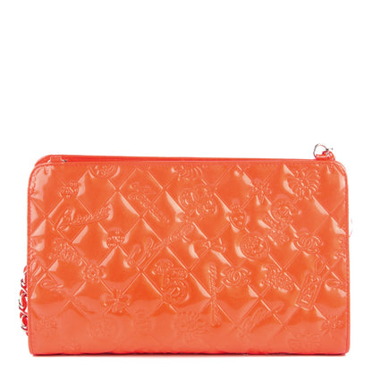 Chanel Patent Calfskin Lucky Symbols Pochette Coral 1 of 7