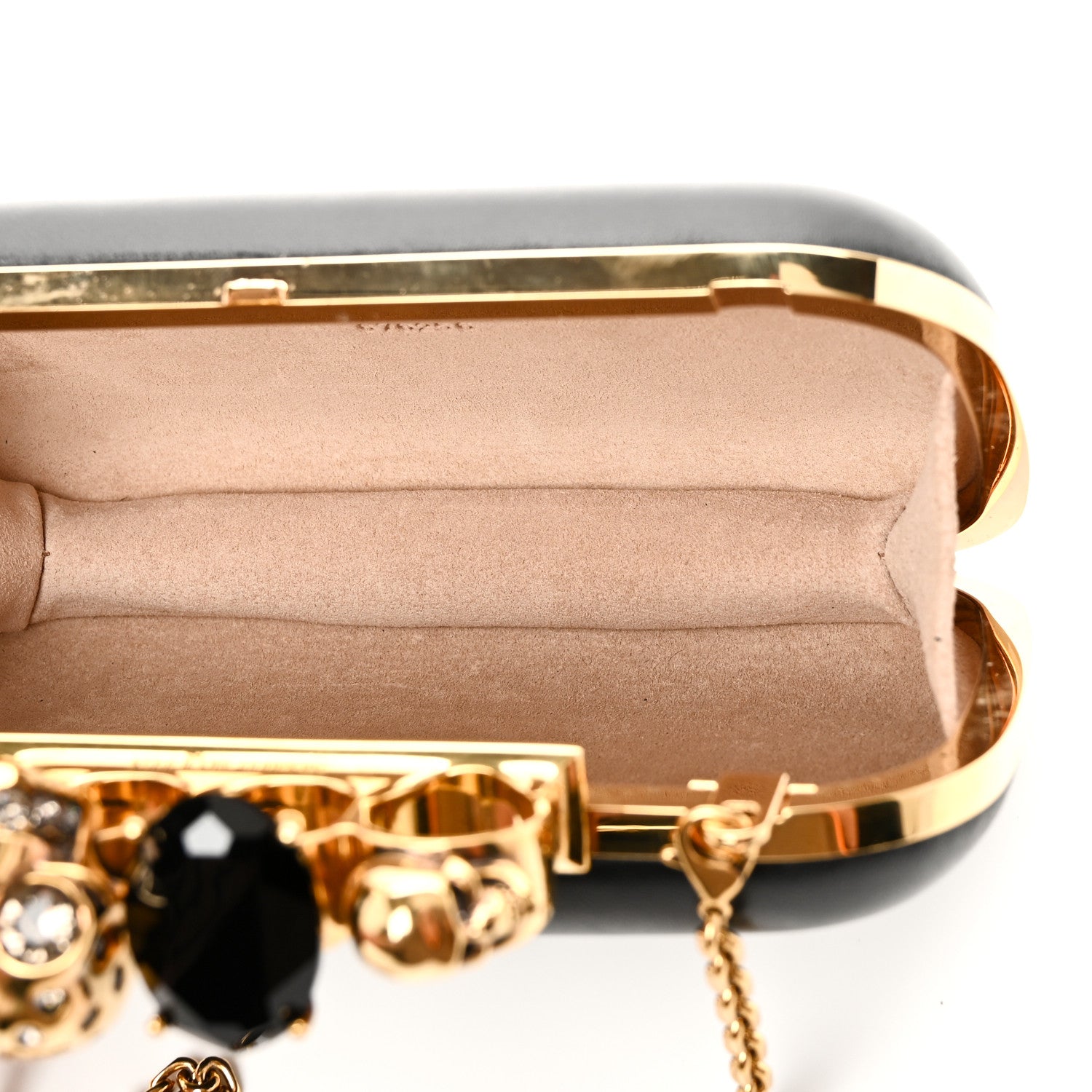 Alexander McQueen Nappa Skull Knuckle Duster Box Clutch Black