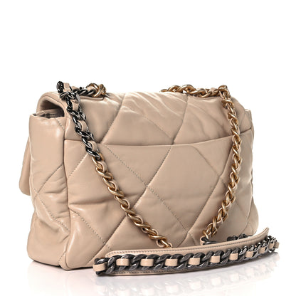 Chanel Lambskin Quilted Large Chanel 19 Flap Beige 3 of 9