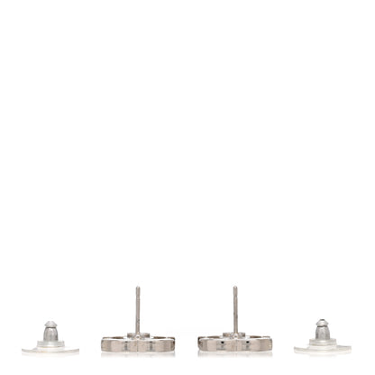 Chanel Crystal Timeless CC Earrings Silver 3 of 4