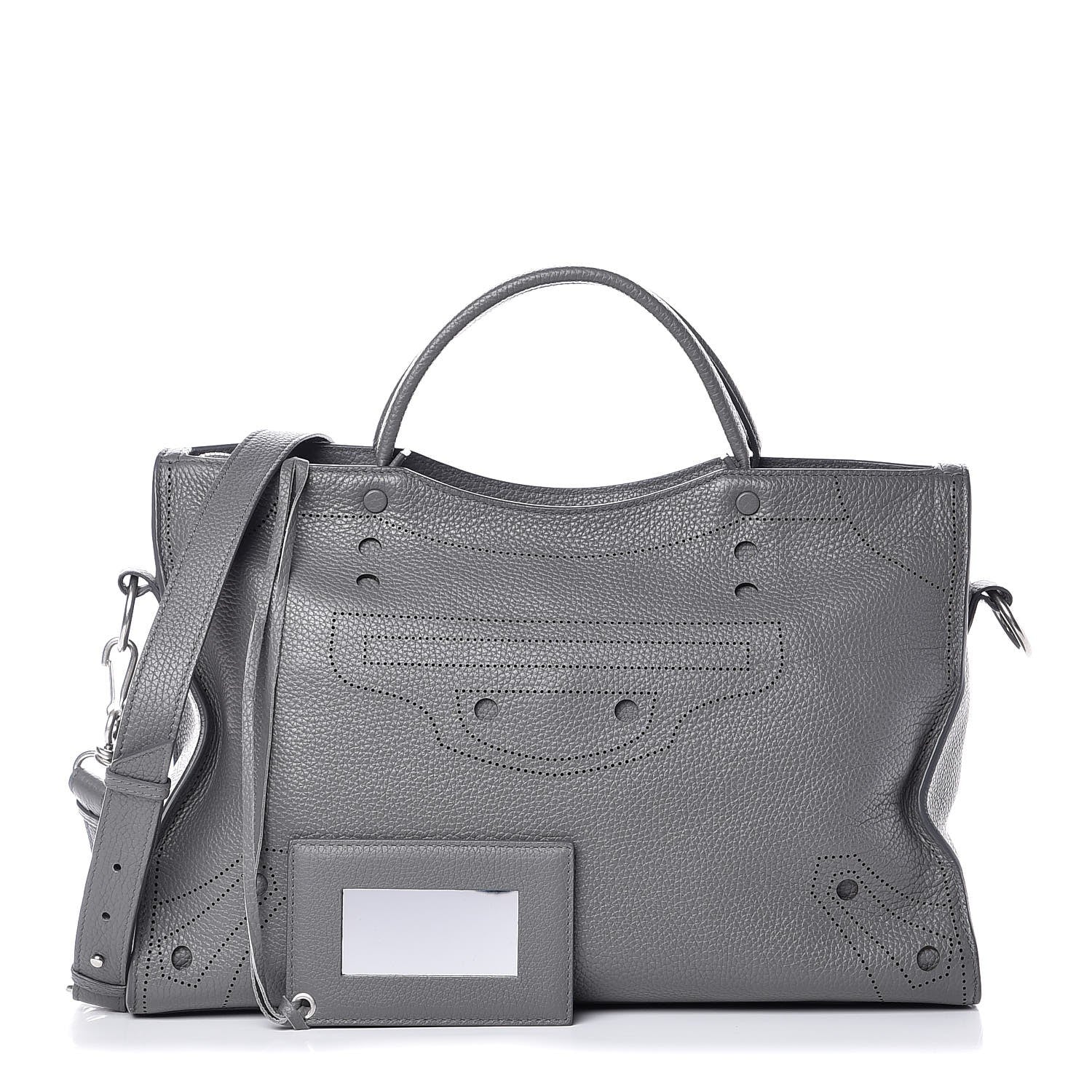 Balenciaga Veau Grana Perforated Blackout Hardware City Gris Acier 1 of 7