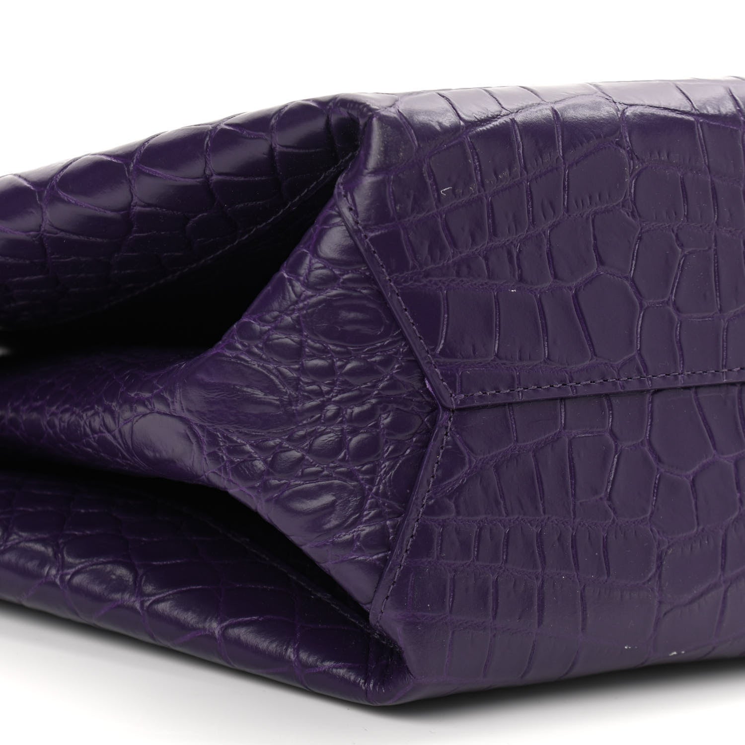 Bottega Veneta Calfskin Crocodile Embossed Doll Top Handle Bag Purple 9 of 10