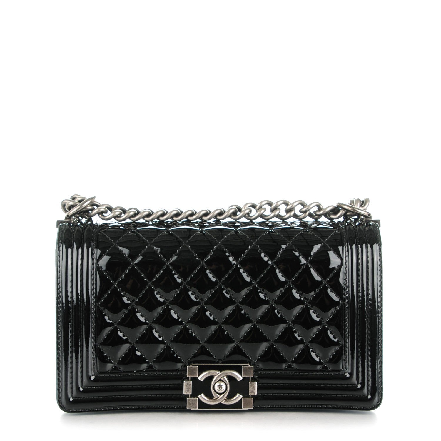 Chanel Patent Calfskin Quilted Medium Boy Flap Black 1 of 8