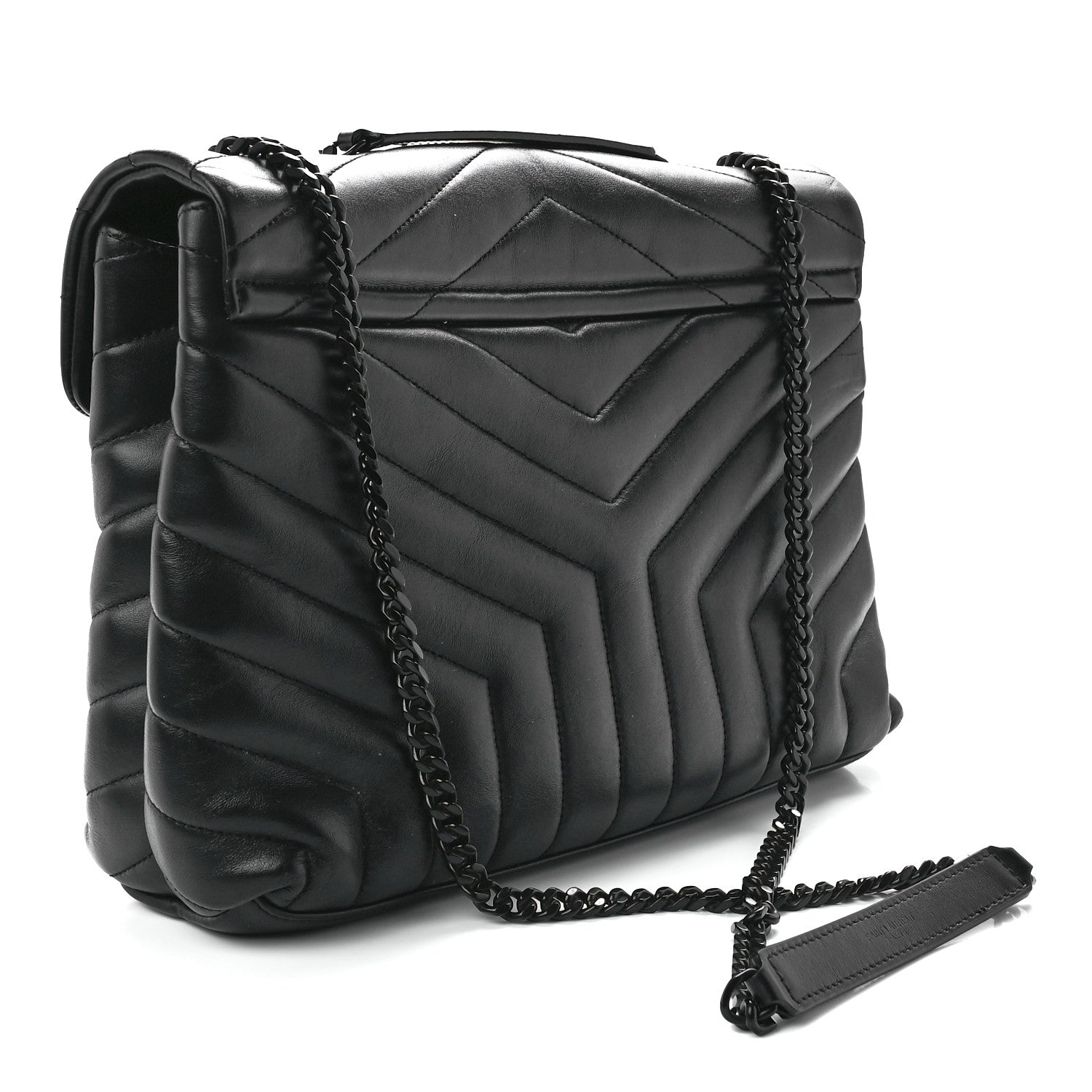 Saint Laurent Calfskin Y Quilted Monogram Monochrome Medium Loulou Chain Satchel Black 2 of 11