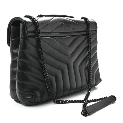 Saint Laurent Calfskin Y Quilted Monogram Monochrome Medium Loulou Chain Satchel Black 2 of 11