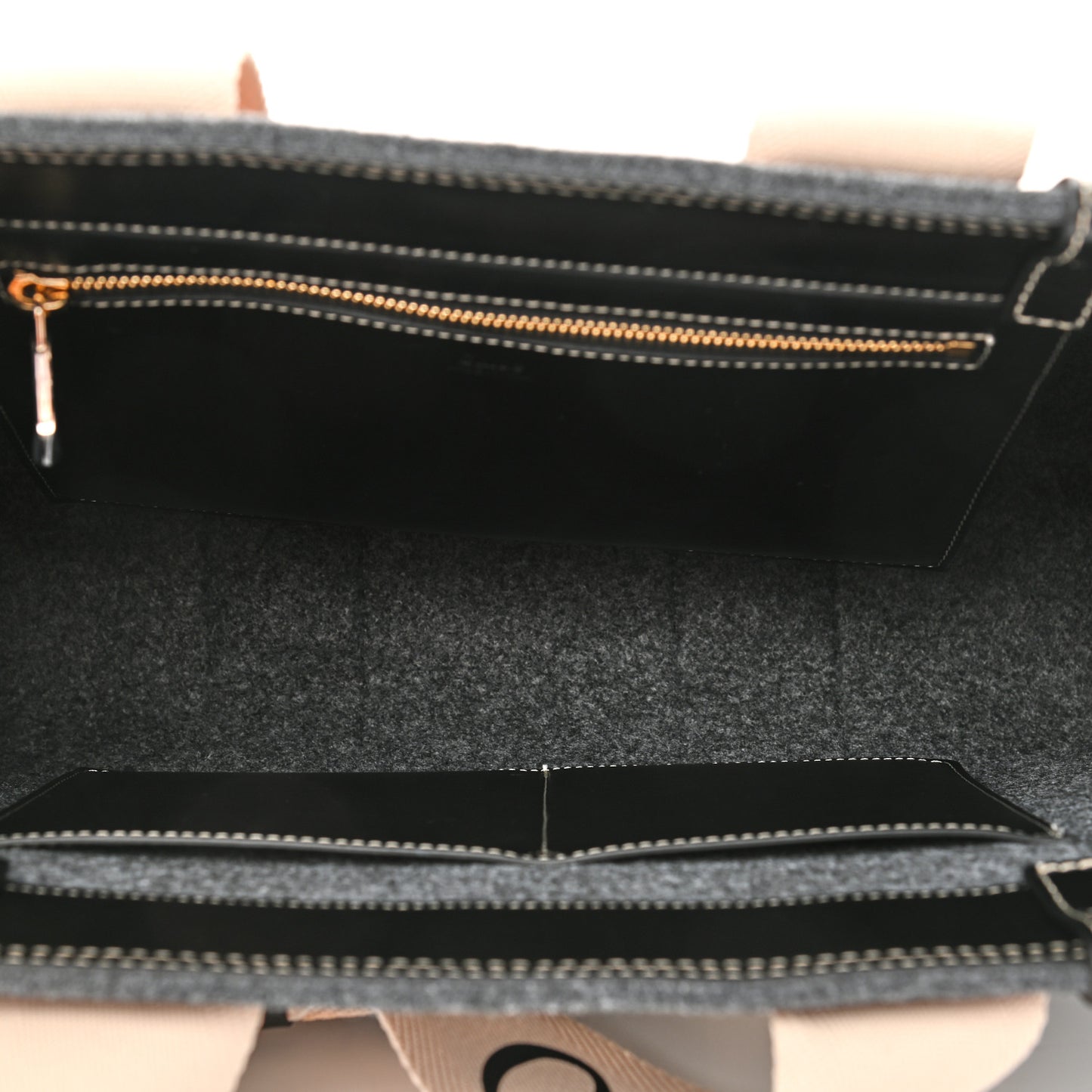 Felt Shiny Calfskin Medium Woody Ribbon Tote Cashmere Gray