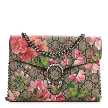 Gucci GG Supreme Monogram Blooms Mini Dionysus Chain Wallet Beige Multicolor Dry Rose 1 of 20