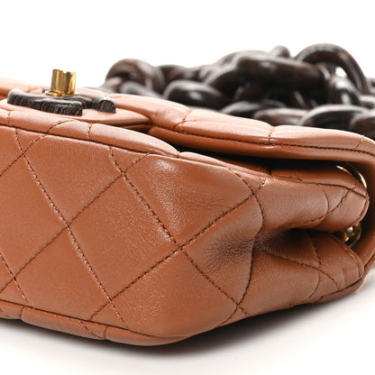 Chanel Lambskin Wenge Quilted Mini Fashion Wood Square Flap Light Brown 10 of 10
