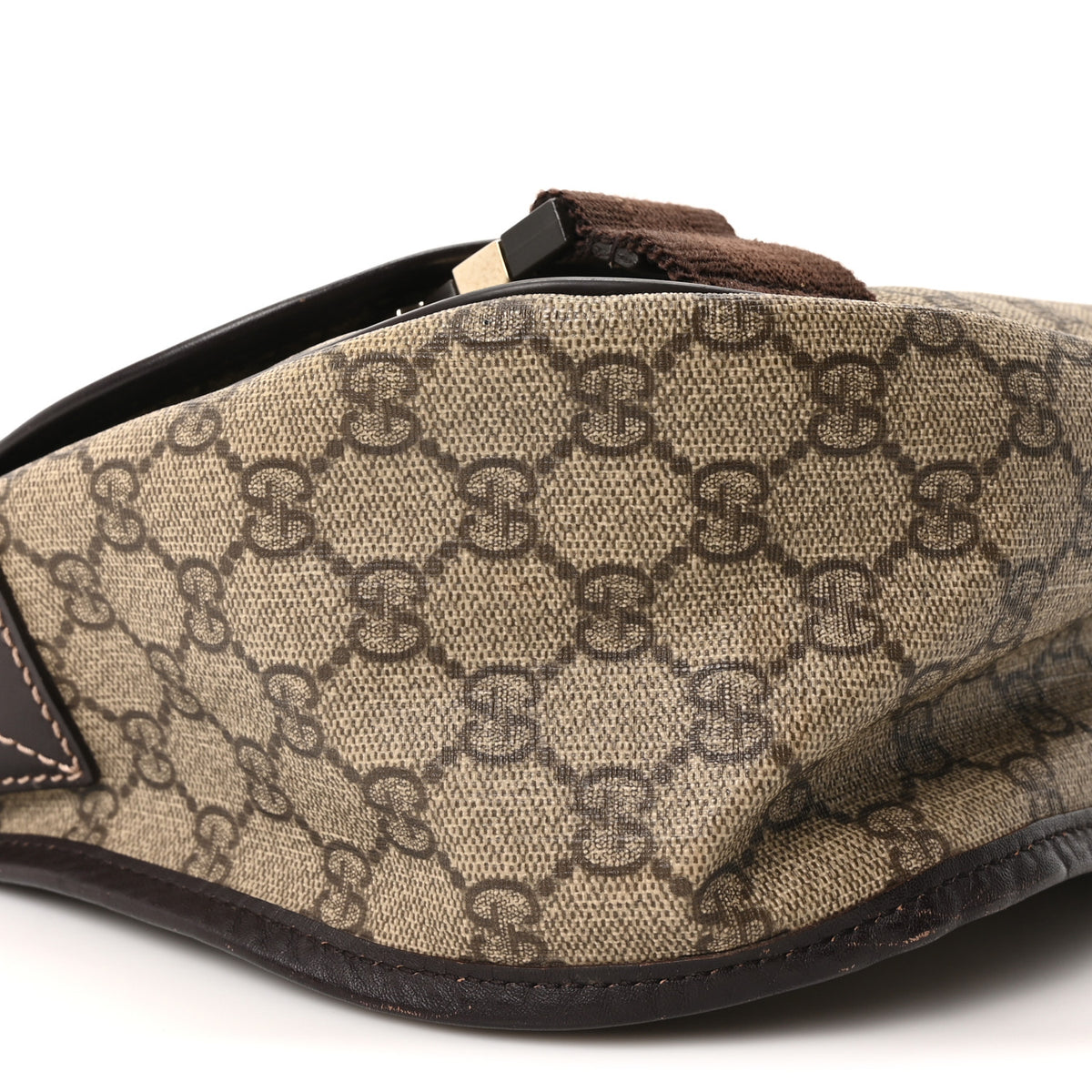 Gucci GG Plus Monogram Medium Double Buckle Flap Messenger Bag Beige Dark Brown 9 of 10