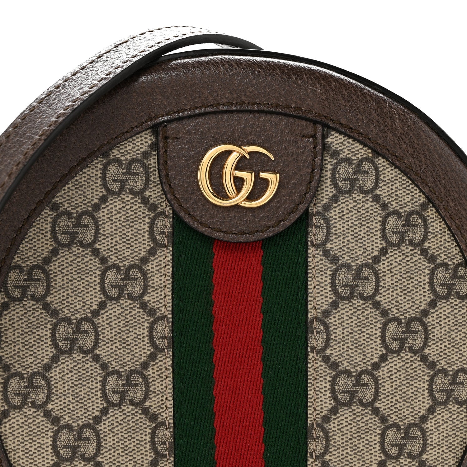 Gucci GG Supreme Monogram Web Mini Ophidia Round Shoulder Bag Brown 8 of 12