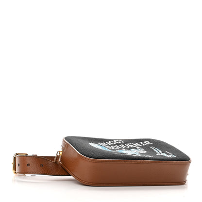 Gucci Calfskin Jacquard Souvenir Belt Bag Black Tan 4 of 9
