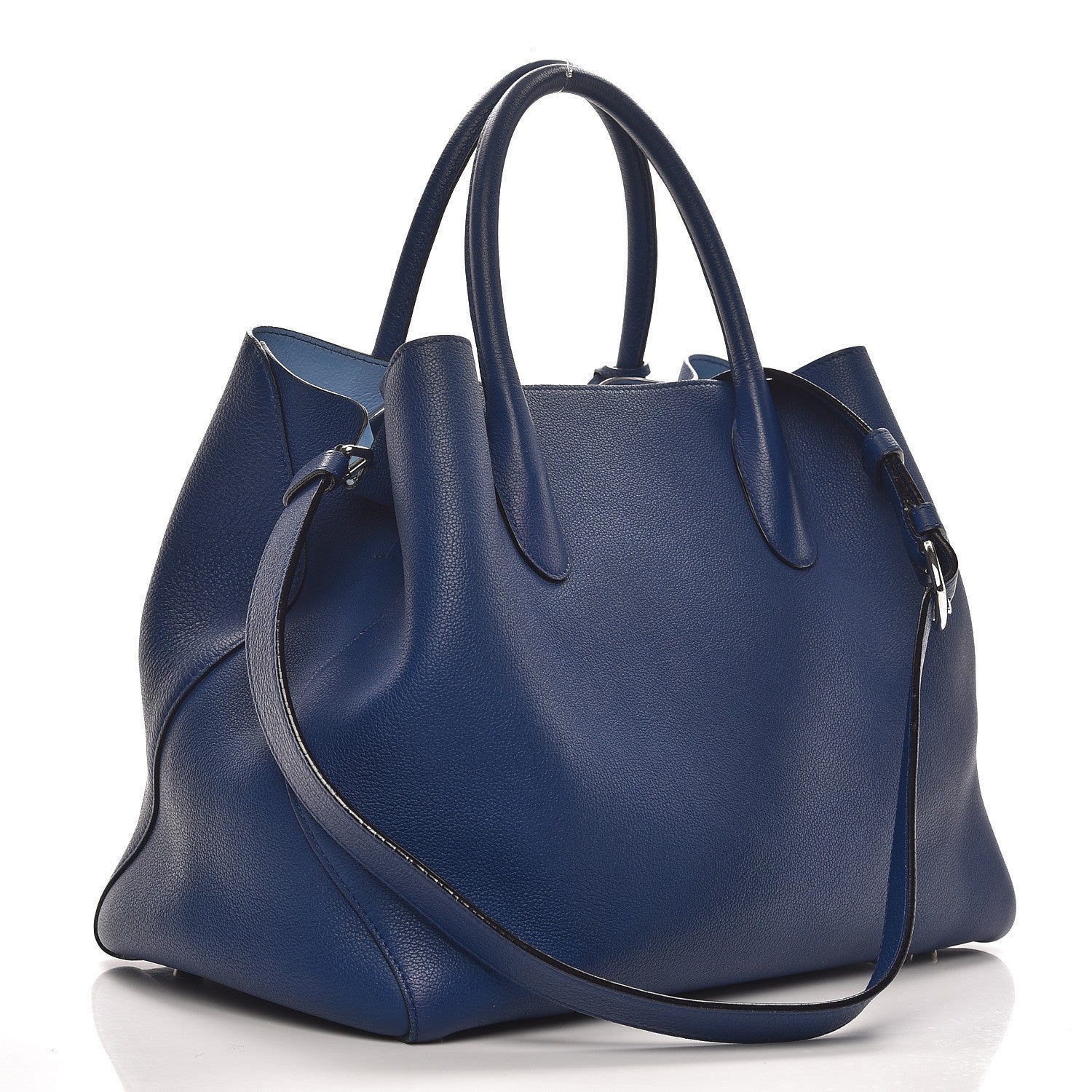 Christian Dior Supple Grained Calfskin Large Open Bar Tote Blue 3 of 15