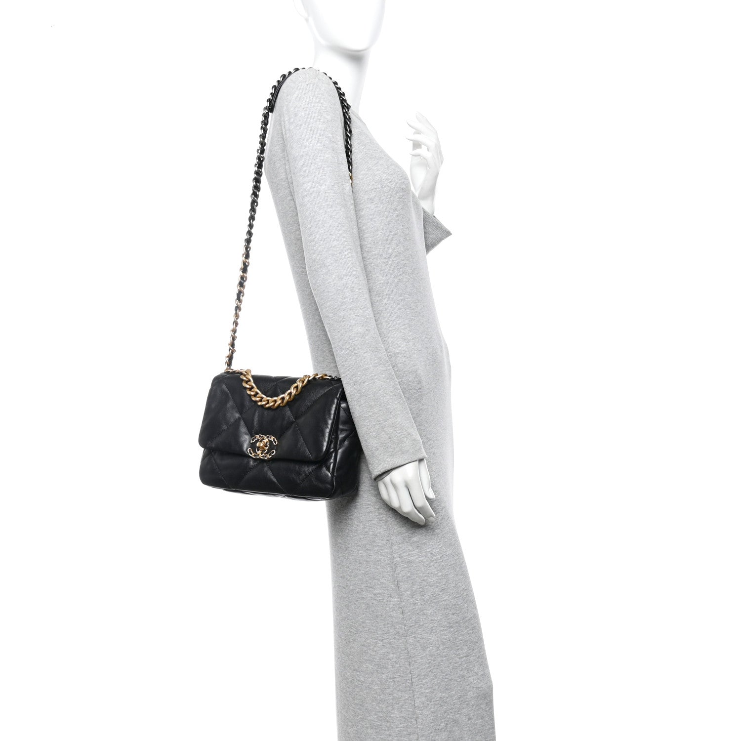Chanel Goatskin Quilted Medium Chanel 19 Flap Black 2 of 12
