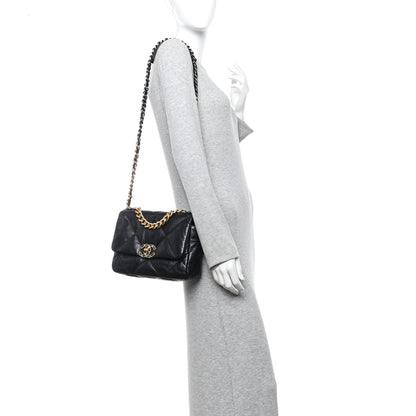 Chanel Goatskin Quilted Medium Chanel 19 Flap Black 2 of 12