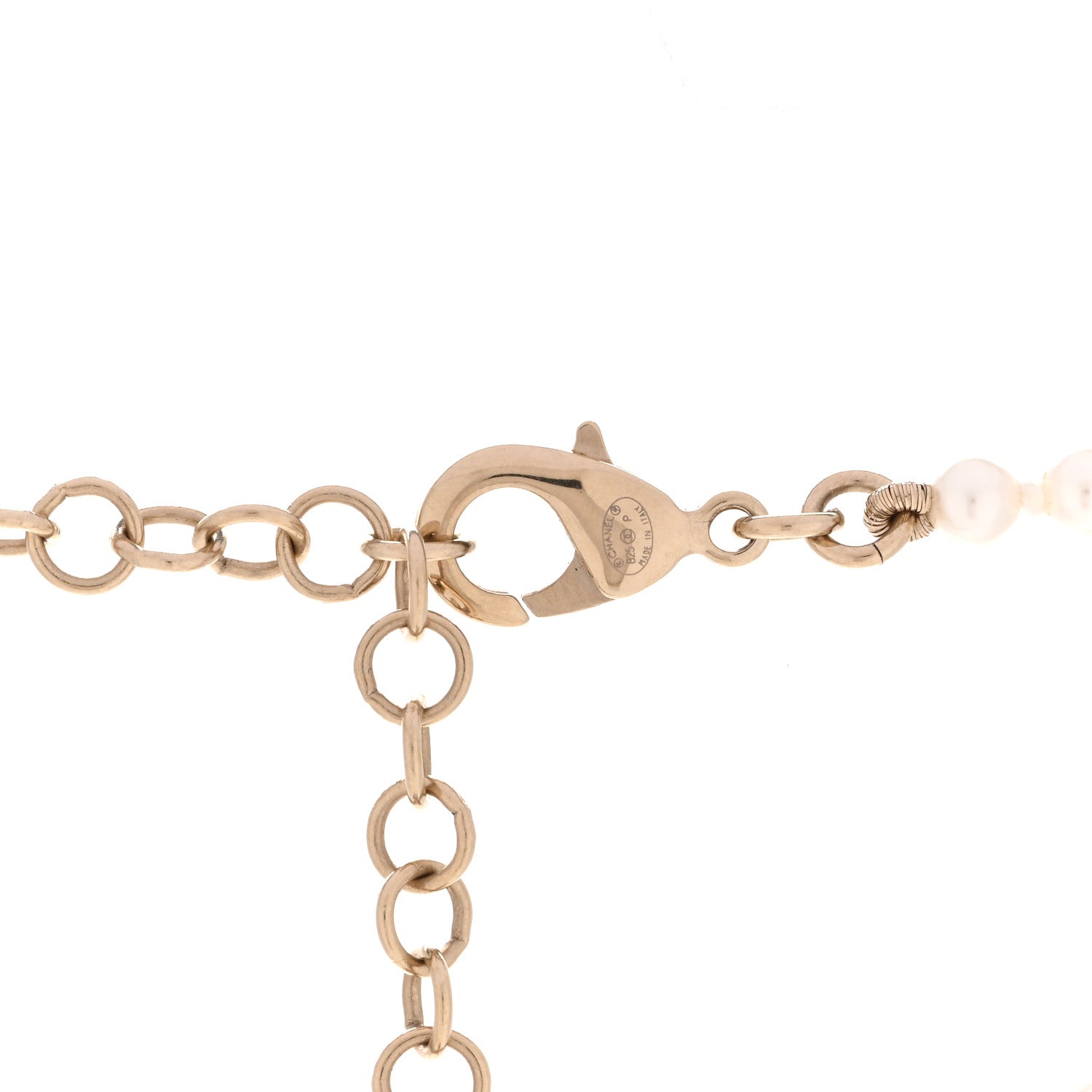 Chanel Pearl Crystal CC Short Charm Necklace Gold 5 of 6