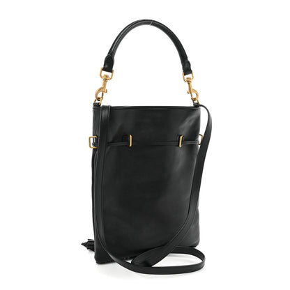 Saint Laurent Calfskin Fringe Small Monogram Bucket Bag Black 3 of 11