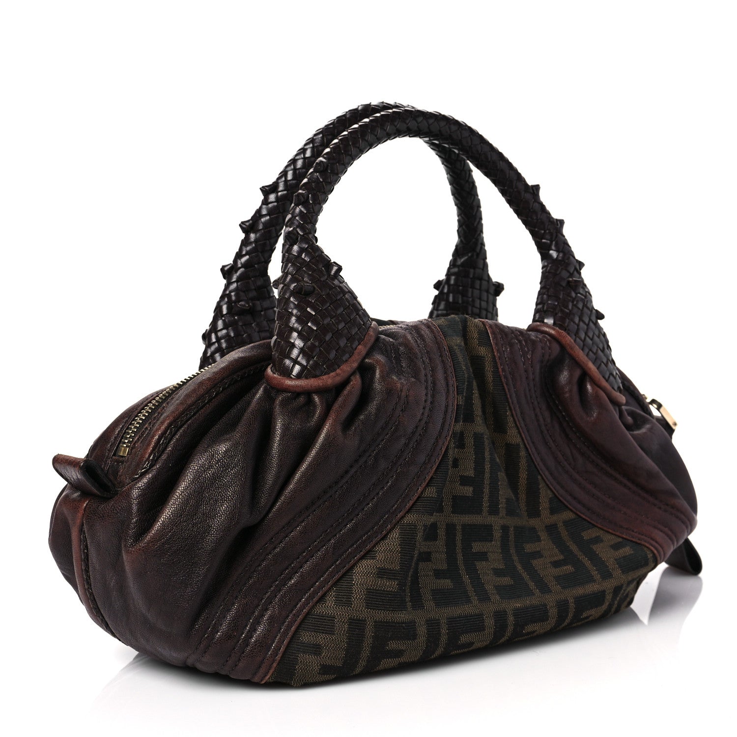 Fendi Zucca Nappa Nuvolata Vitello Tortuga Spy Bowler Tobacco Moro 2 of 5