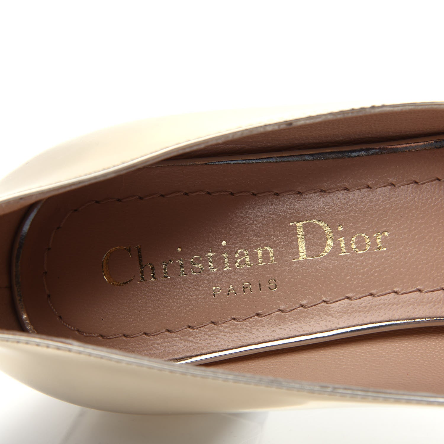 Christian Dior Mirror Finish Calfskin Baby-D Ballet Pumps 36 Stardust Gold 8 of 11