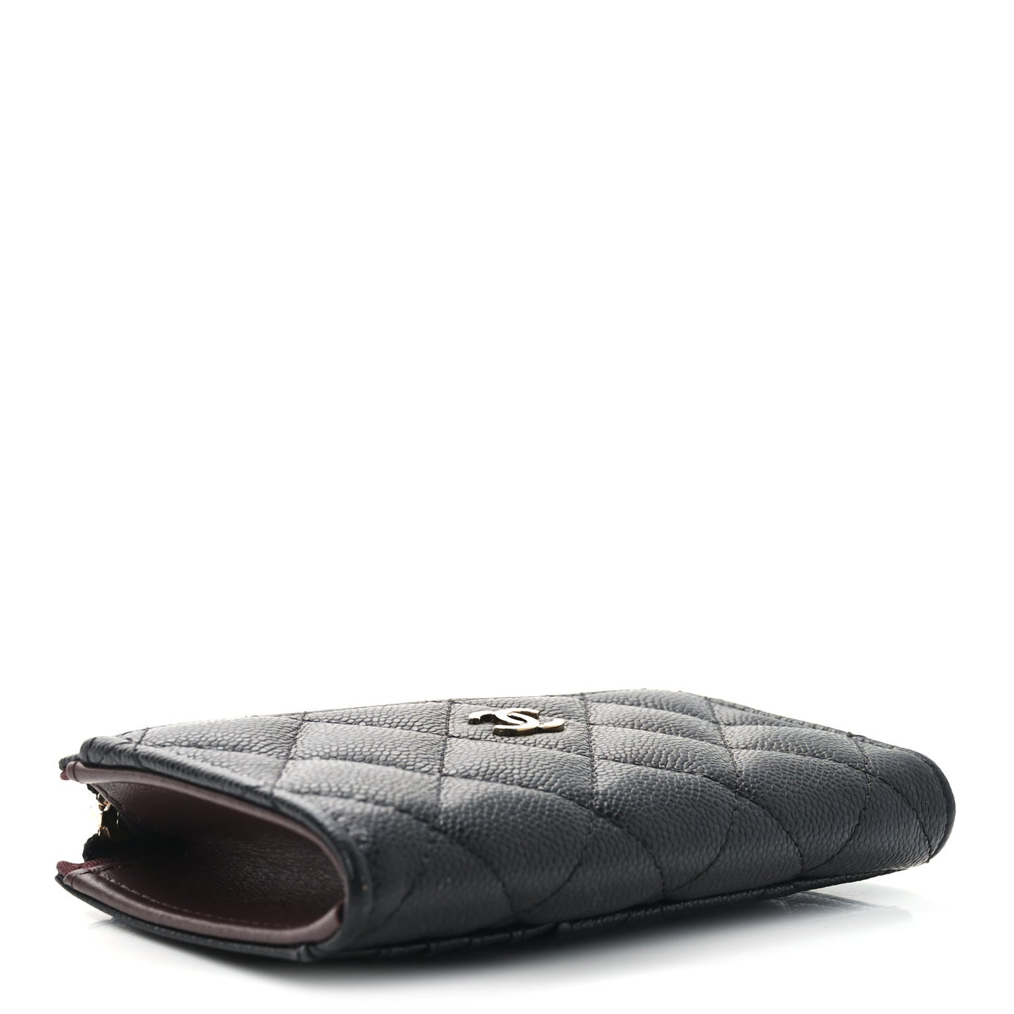 Caviar Quilted CC Zip Around Card Holder Black