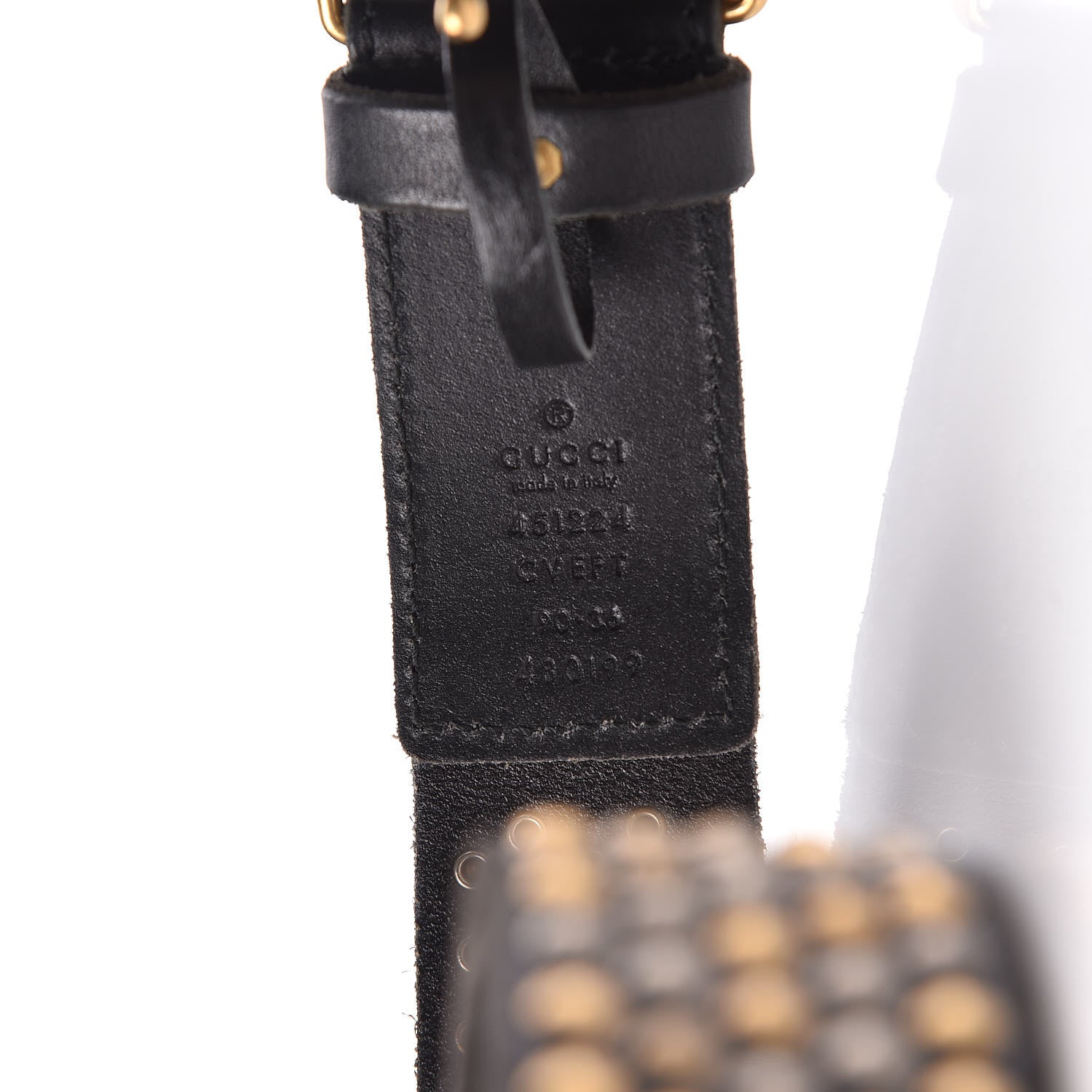 Gucci Calfskin Studded Feline Belt 90 36 Black 4 of 6