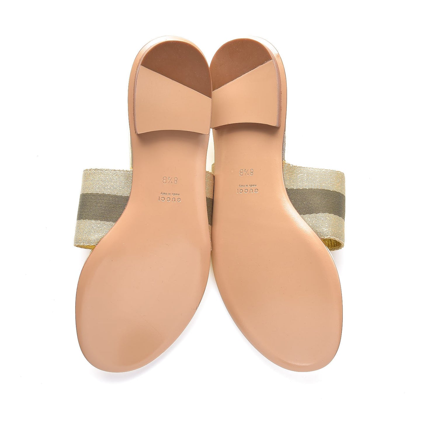 Metallic Calfskin Web Thong Sandals 8.5 Gold