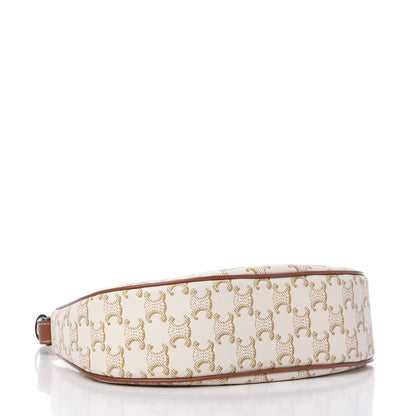 Celine Canvas Calfskin Ava Triomphe Shoulder Bag White 4 of 9