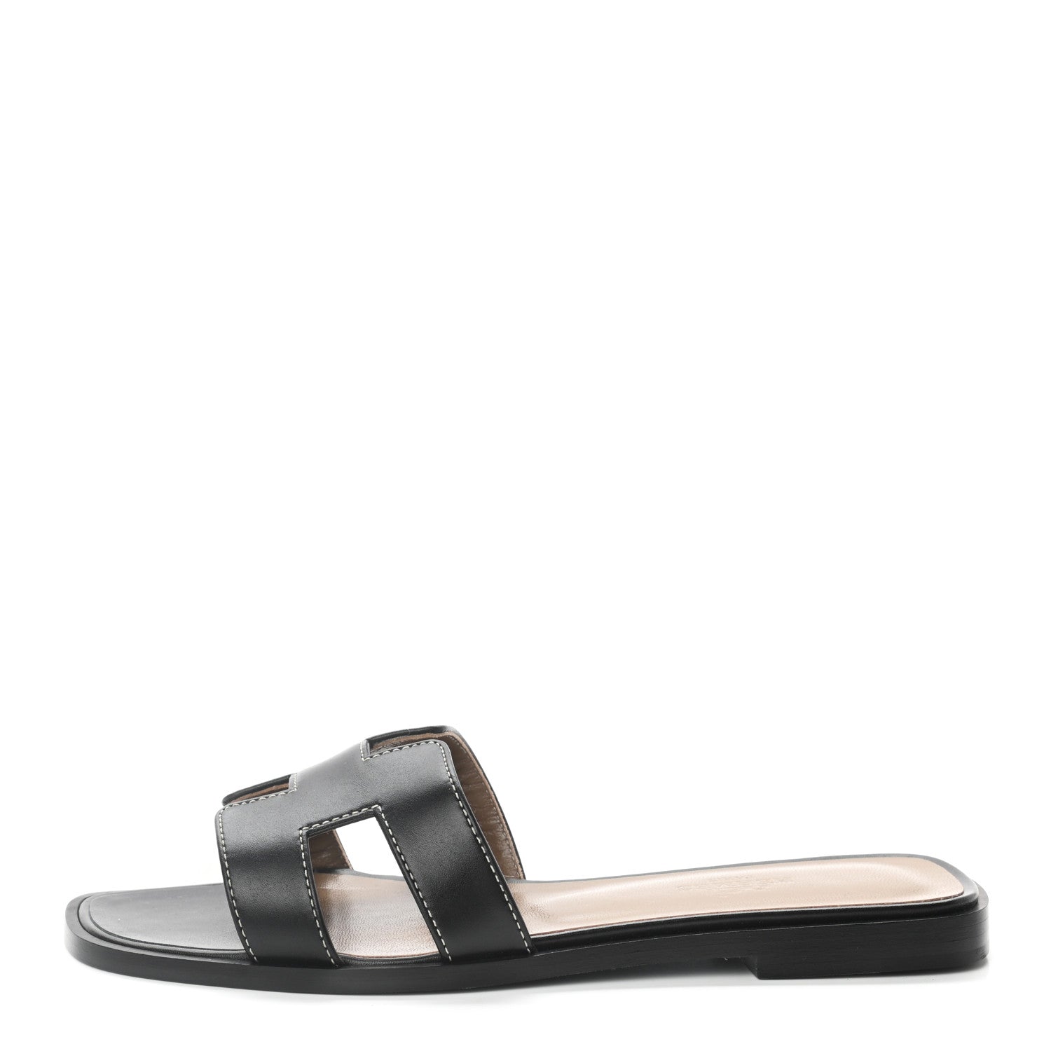 Hermes Box Calfskin Oran Sandals 36 Black 1 of 16