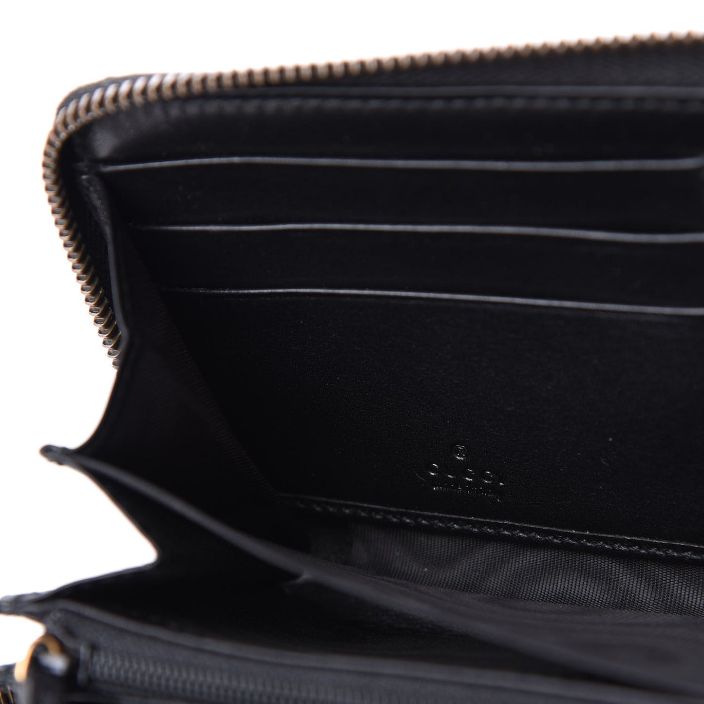 Calfskin Matelasse GucciGhost GG Marmont Zip Around Wallet Black New Acquamarine