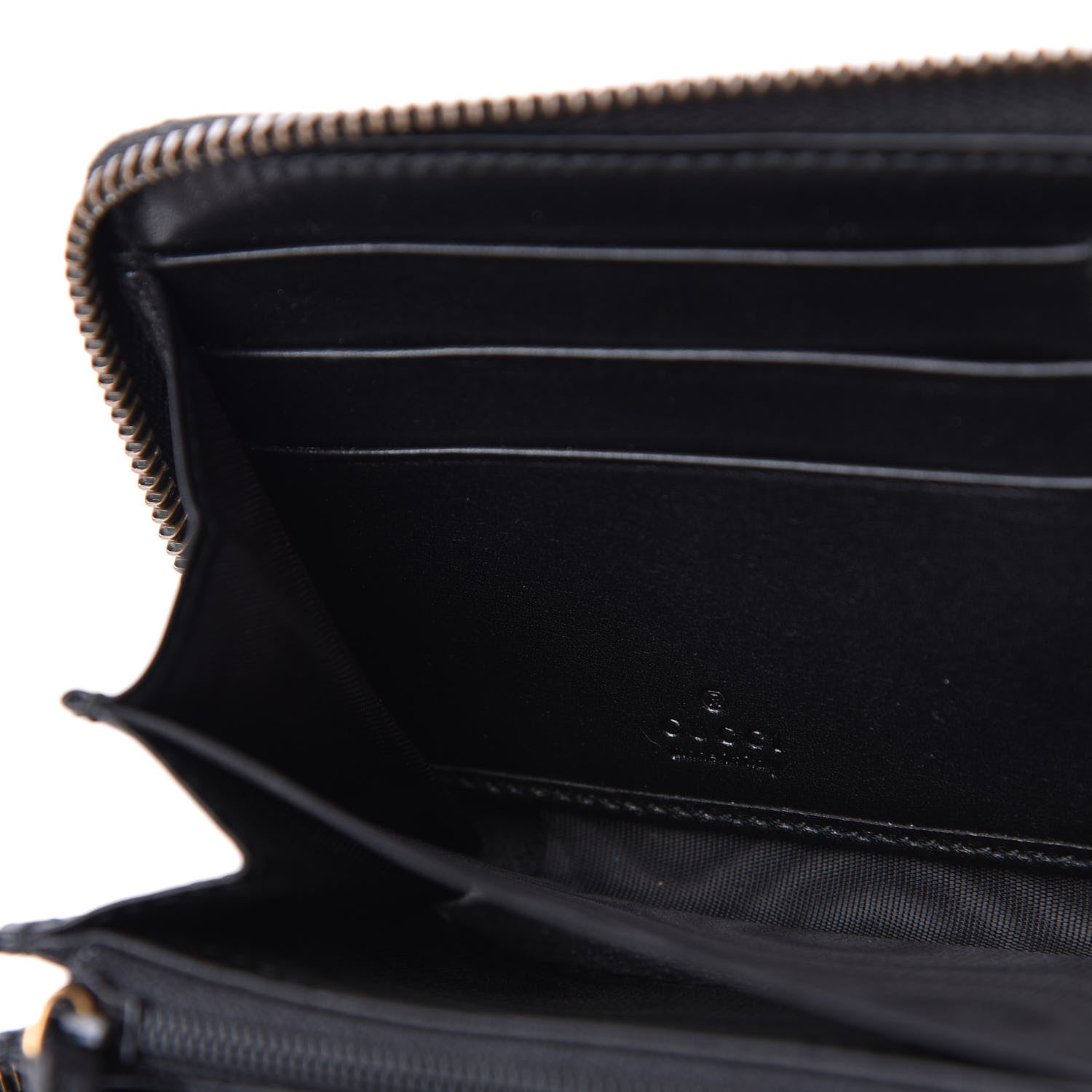 Gucci Calfskin Matelasse GucciGhost GG Marmont Zip Around Wallet Black New Acquamarine 7 of 10