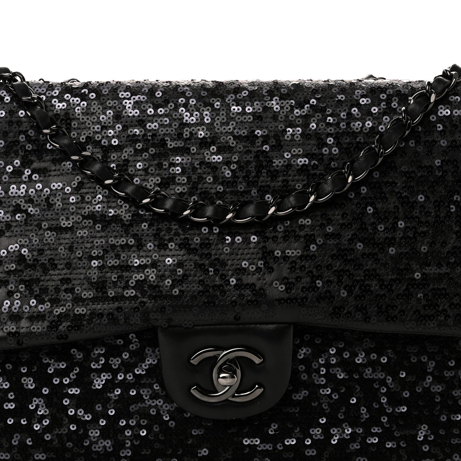 Chanel Sequin Lambskin Medium Moonlight on Water Flap Black 8 of 10
