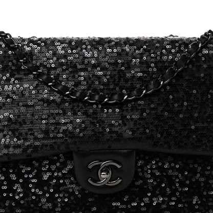Chanel Sequin Lambskin Medium Moonlight on Water Flap Black 8 of 10