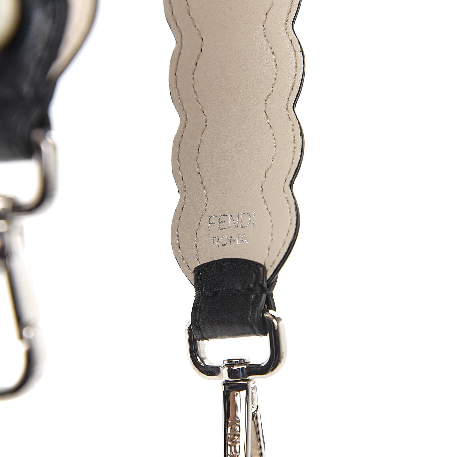 Fendi Calfskin Pearl Embellished Mini Strap You Black Camelia 3 of 4