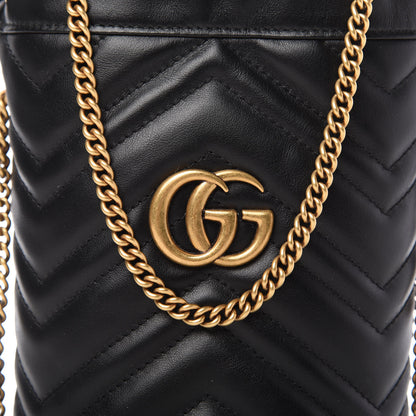 Gucci Calfskin Matelasse Mini GG Marmont 2.0 Bucket Bag Black 9 of 9