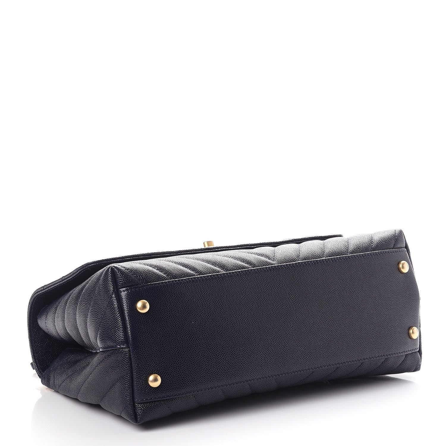 Chanel Caviar Chevron Quilted Small Coco Handle Flap Navy 5 of 11