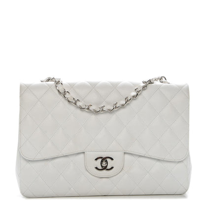 Chanel Caviar Quilted Jumbo Single Flap White 1 of 9