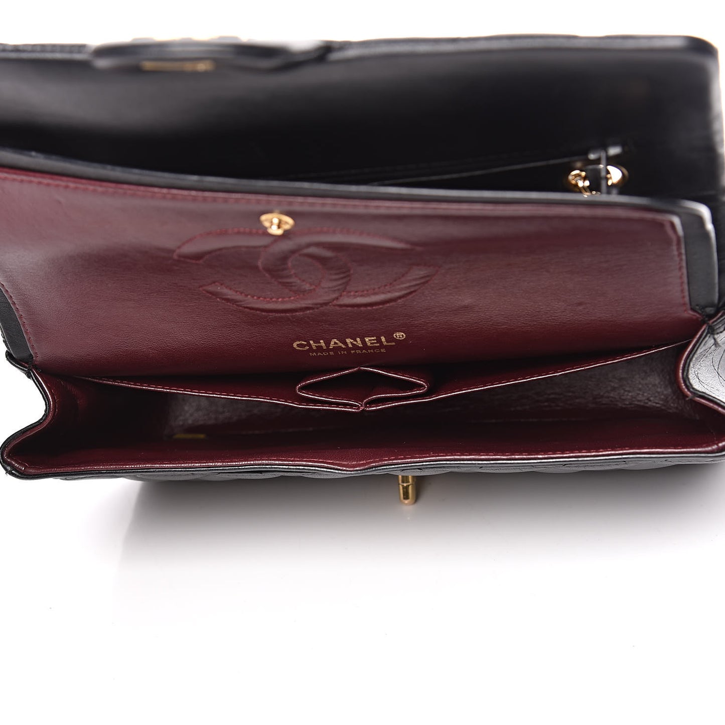 Lambskin Quilted Medium Double Flap Black