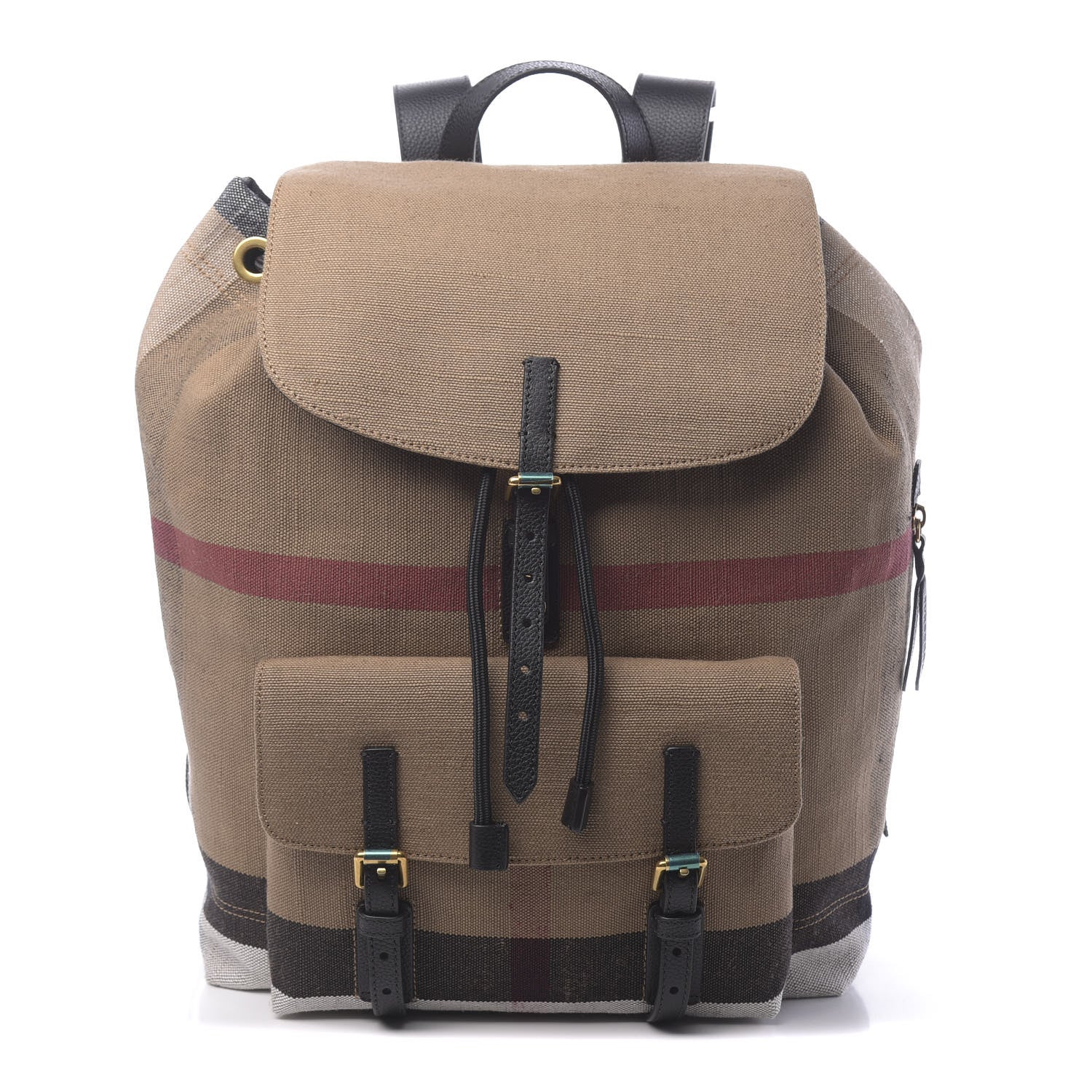 Burberry Canvas Mega Check Brookdale Backpack Black 1 of 10