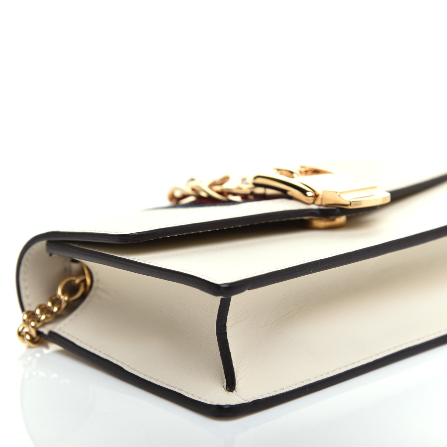 Gucci Calfskin Super Mini Sylvie Chain Shoulder Bag White 6 of 9