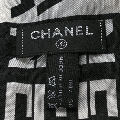 Chanel Silk Logo Slim Bandeau Scarf Black White 3 of 3