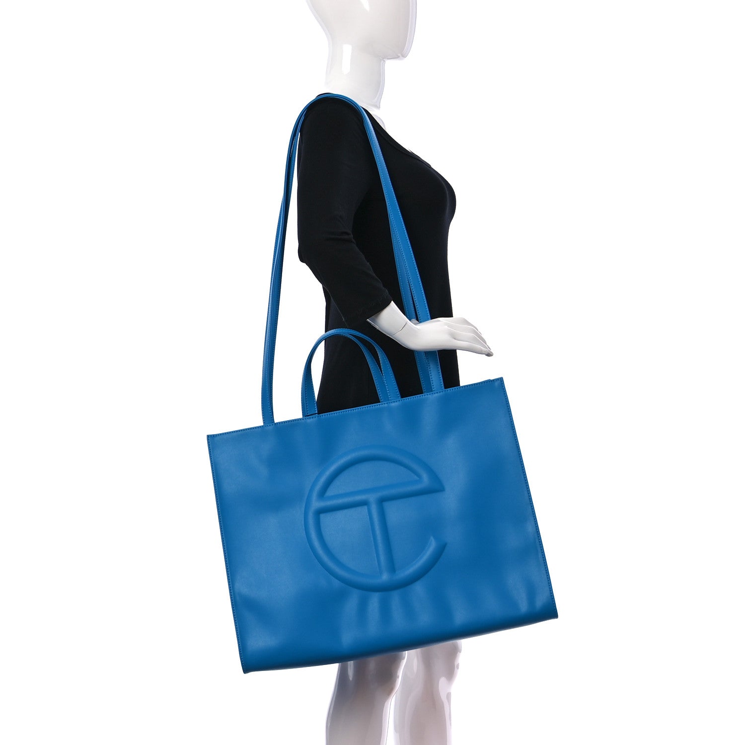 Telfar Vegan Leather Large Shopping Bag Cyan 2 of 10