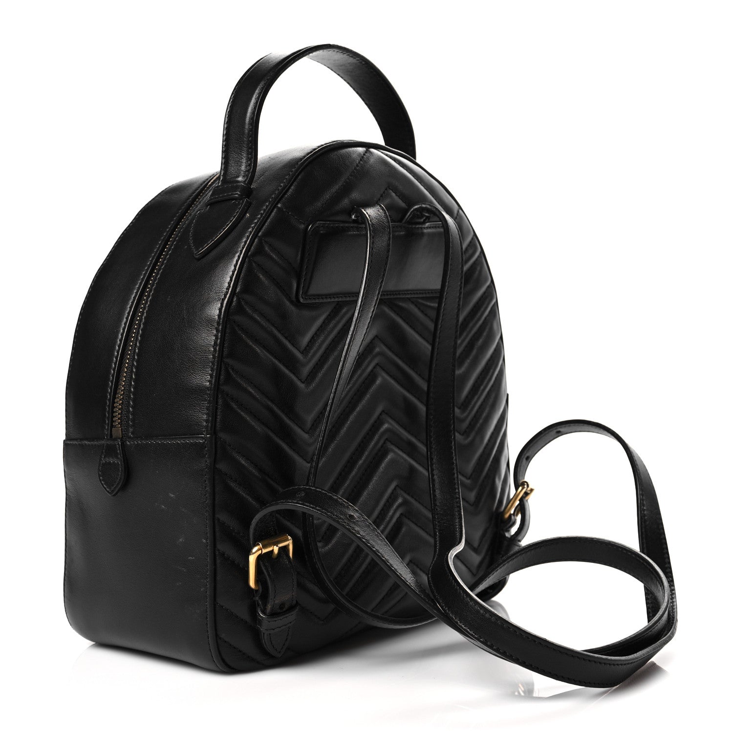 Gucci Calfskin Matelasse GG Marmont Dome Backpack Black 3 of 21
