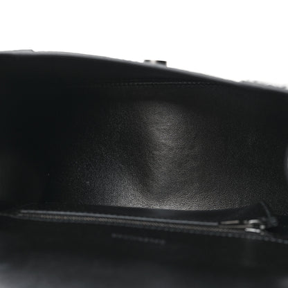 Balenciaga Shiny Calfskin Monochrome Crocodile Embossed Small Hourglass Top Handle Bag Black 5 of 10