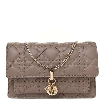 Christian Dior Lambskin Chain Lady Dior Chain Pouch Warm Taupe 1 of 10