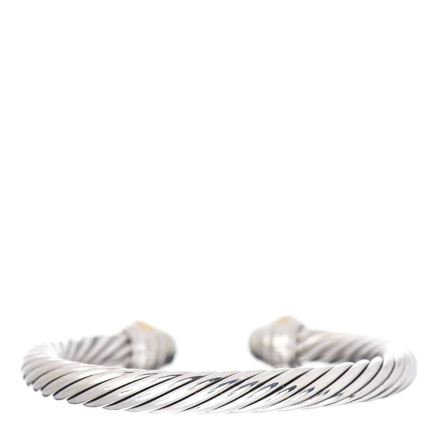 David Yurman Sterling Silver 18K Yellow Gold Diamond Pave 7mm Cable Classics Bracelet 3 of 4