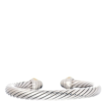 David Yurman Sterling Silver 18K Yellow Gold Diamond Pave 7mm Cable Classics Bracelet 3 of 4