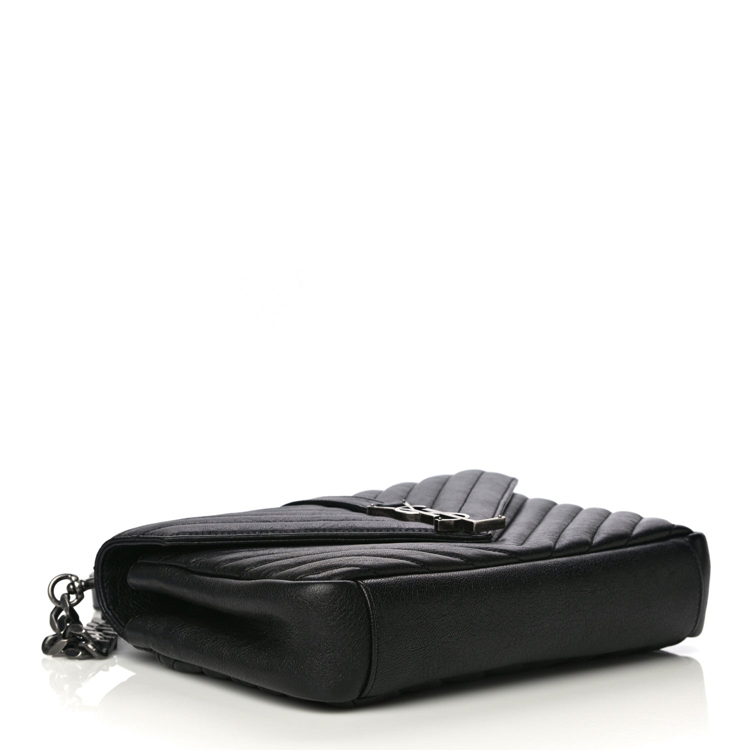 Saint Laurent Sheepskin Matelasse Chevron Monogram Medium College Bag Black 4 of 21
