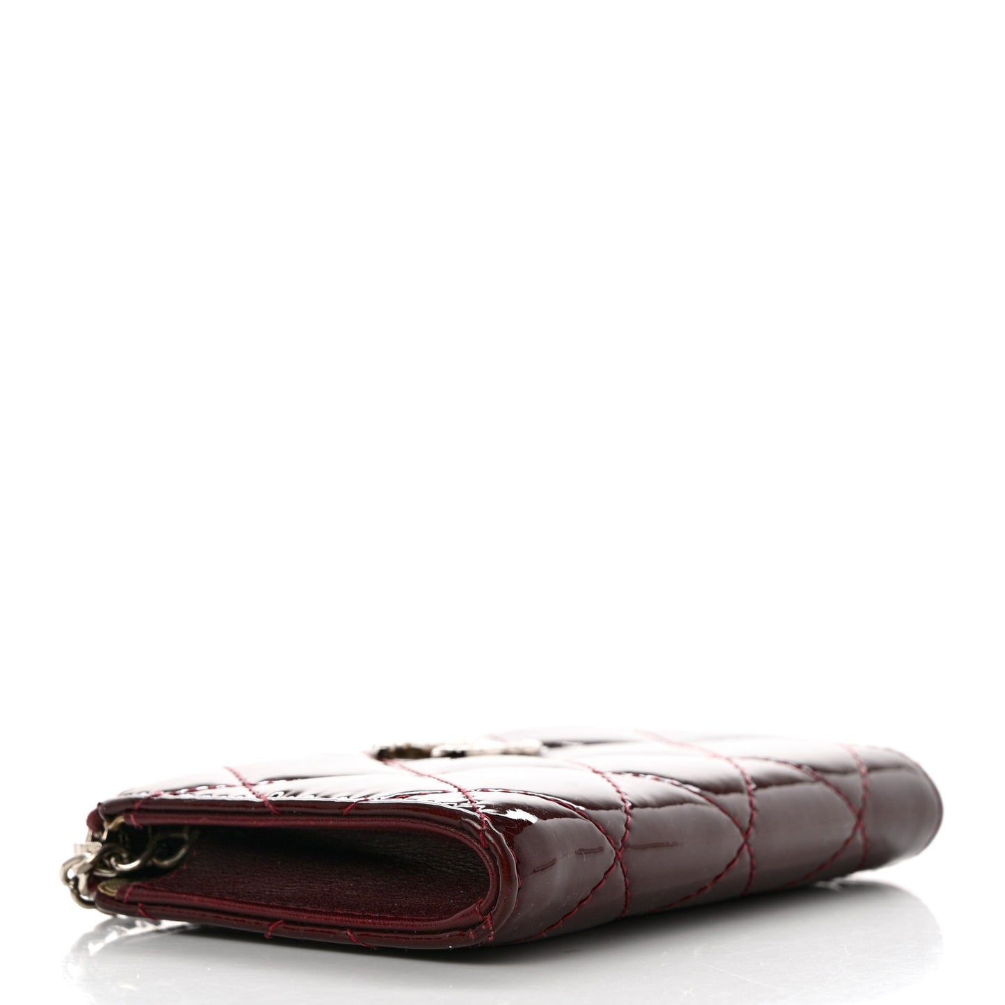 Patent Quilted Brilliant Key Holder Case Light Burgundy