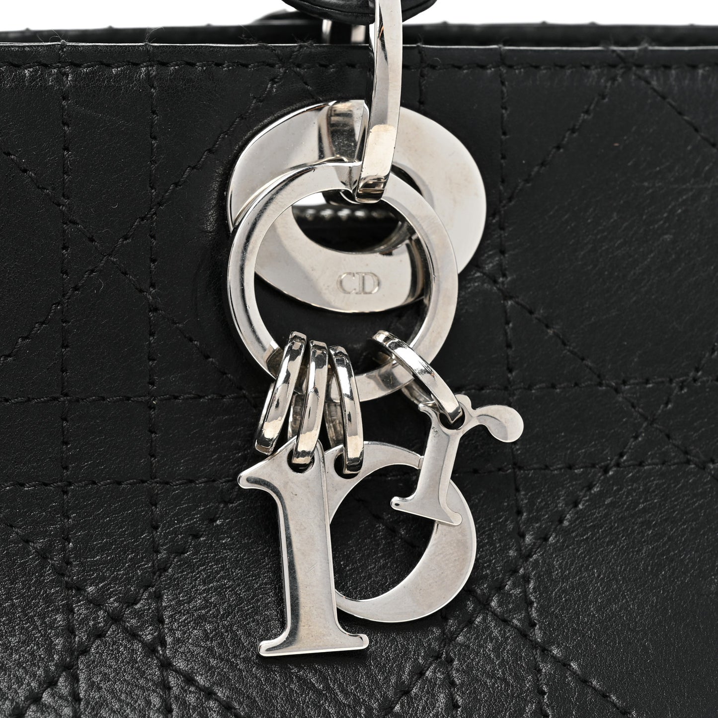 Calfskin Cannage Stitched Small Lady East West Lady Dior Black